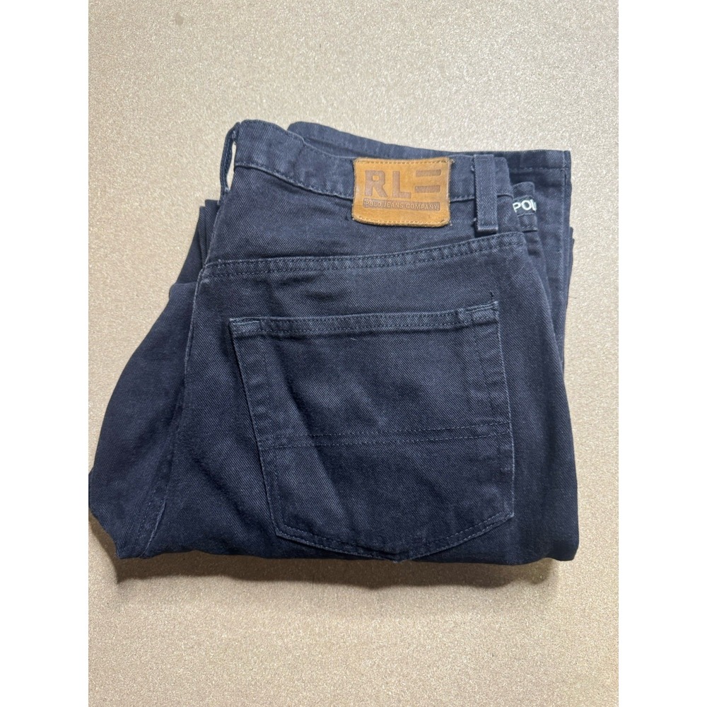 Vintage Y2K Polo Ralph Lauren Baggy Jeans Mens 33x34 Black Made In USA